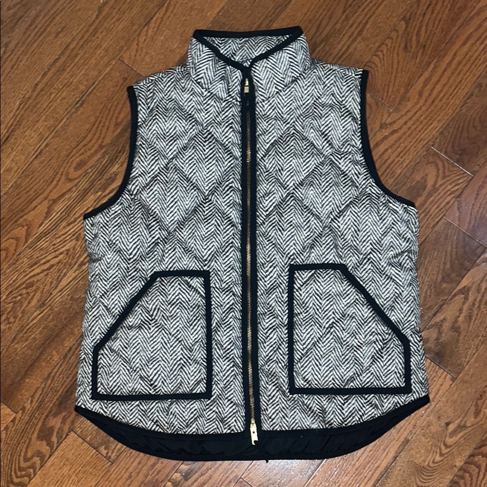 J. Crew Black and White Herringbone Vest